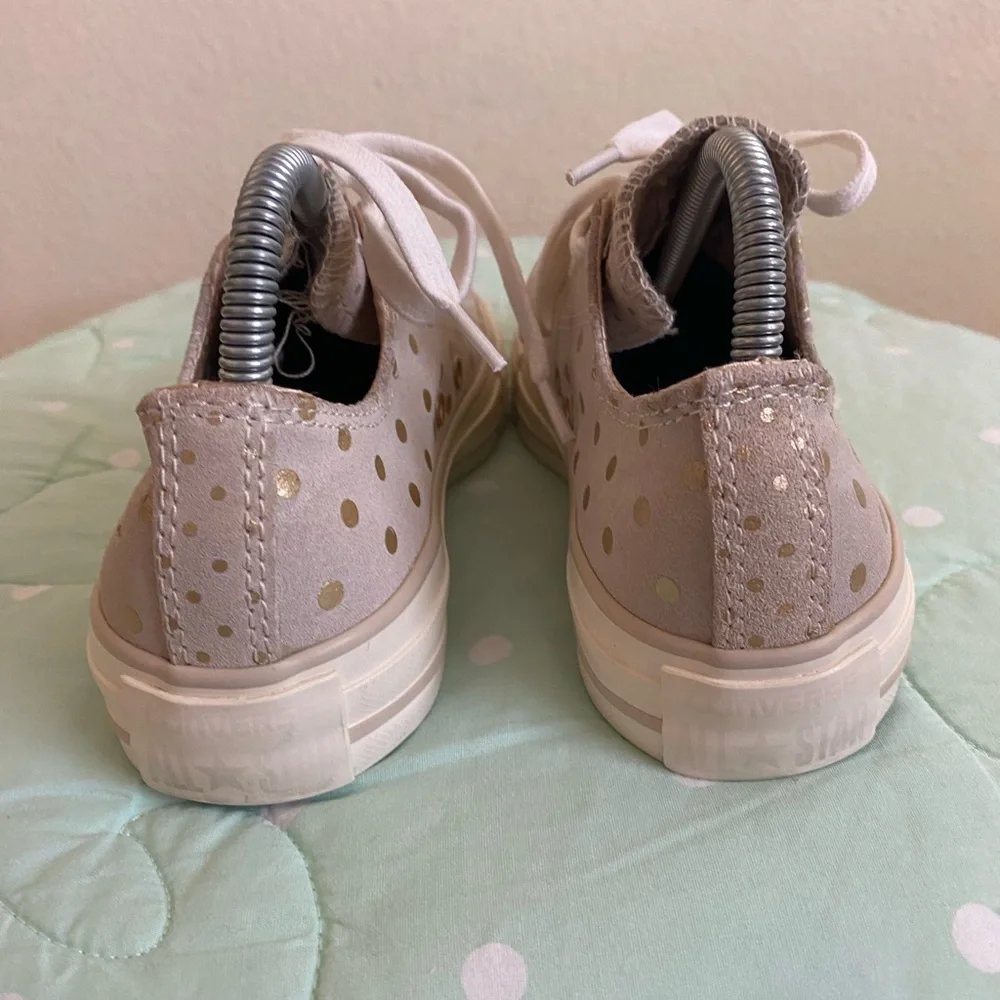 Converse Tan and Gold Polka Dot Kids Sneakers size 3